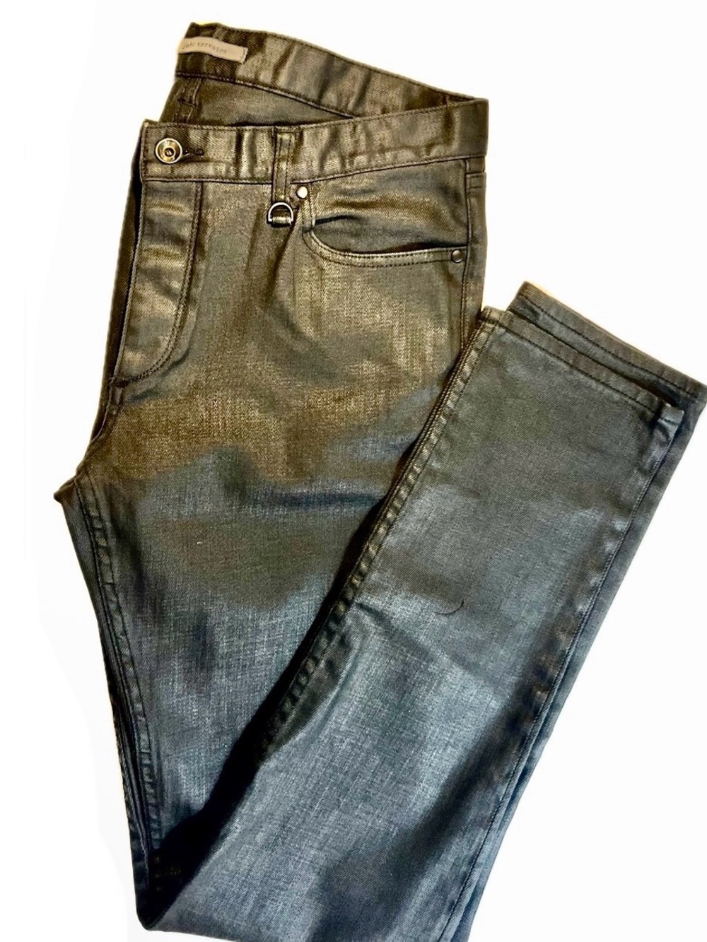John Varvatos Black Slim Coated Jeans Size 34, Price $120 (original price $398)